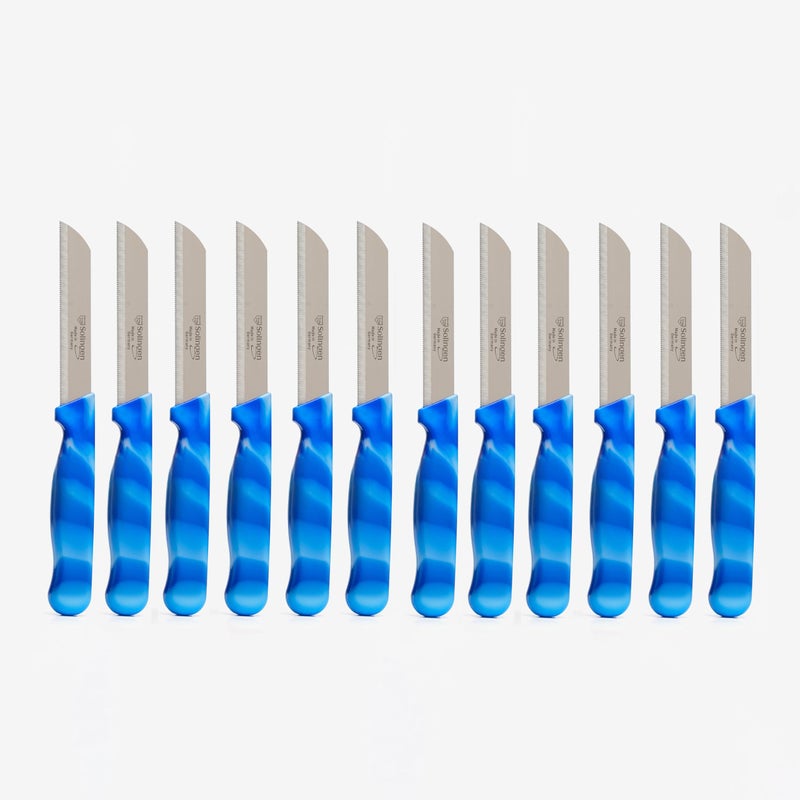 solingen Solingen Paring Knife 12 pcs Fruit Knife Vegetable Knife Set Razor-Sharp Lightweight 3-inch Serrated Paring Knife Made in Germany (MARBLE PATTERNED)  - Image 2