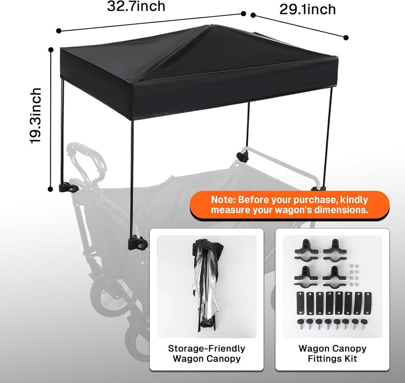 VOONKE Wagon Canopy Cover, Garden Portable Outdoor Push Awning, Stroller Canopy for Garden Wagon, Shopping, Camping, Fits Folded and Collapsible Wagons, 29.1 × 32.7 Inches - Image 2