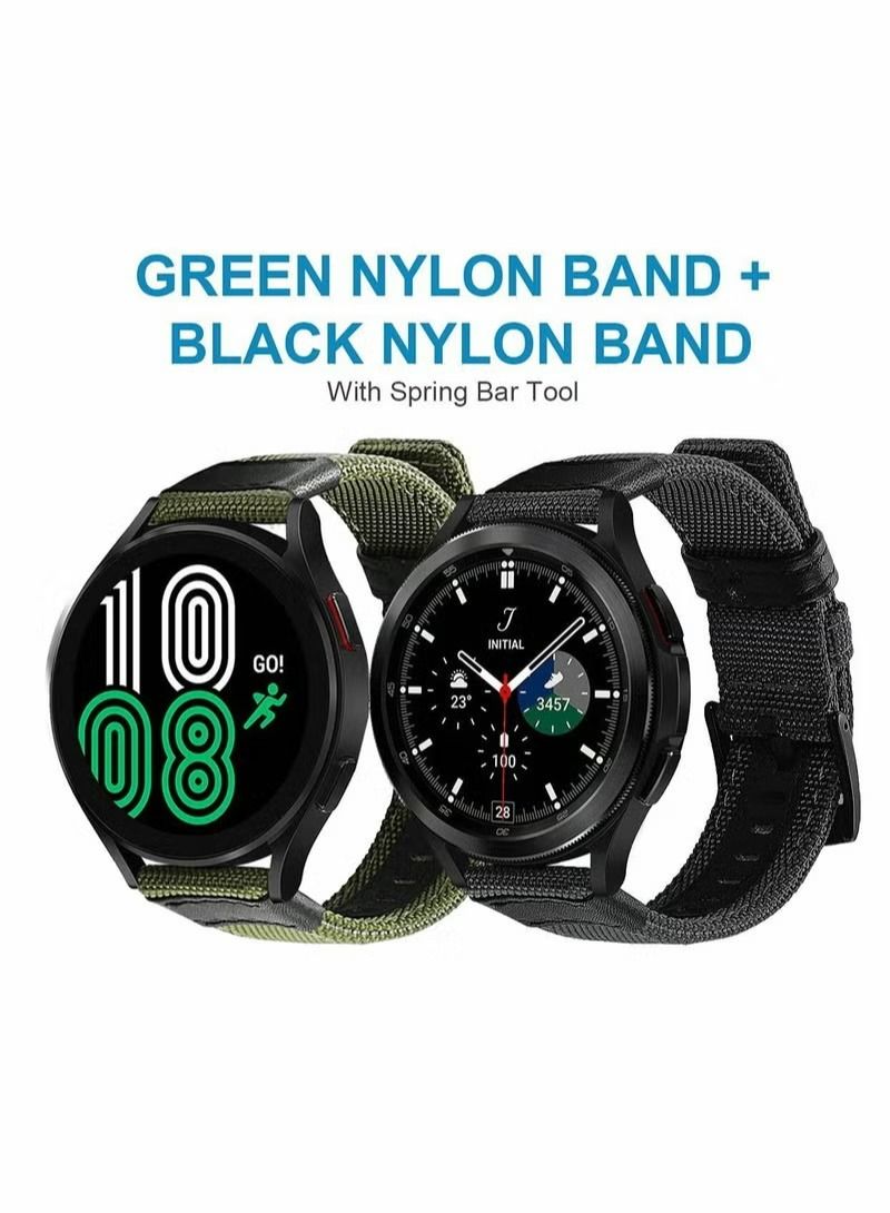 2 Pcs 20mm Nylon Strap Compatible for Samsung Galaxy Watch 4 40mm 44mm/ for Galaxy Watch 4 for Classic 42mm 46mm（Black,Green) - Image 2