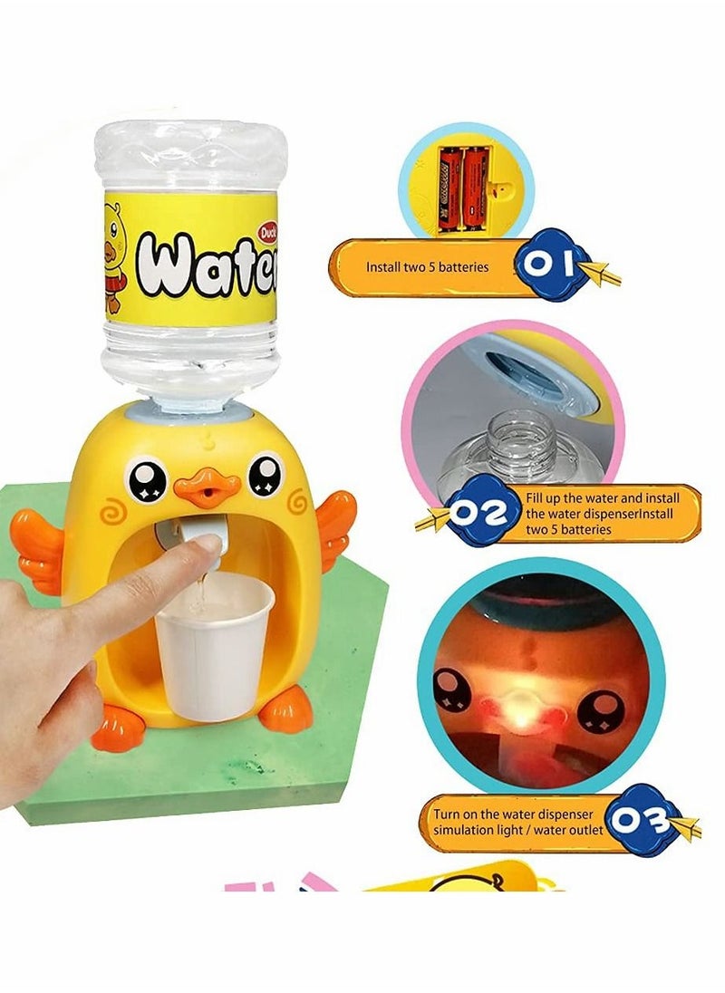 Excefore - Mini Water Dispenser for Kids, Desktop Water Dispenser Cooler Bottom Load for Bedroom, Lovely Cartoon Duck Simulation Water Dispenser, Toy Drinking Water Fountain, Toys for Children Boys and Girls - Image 1