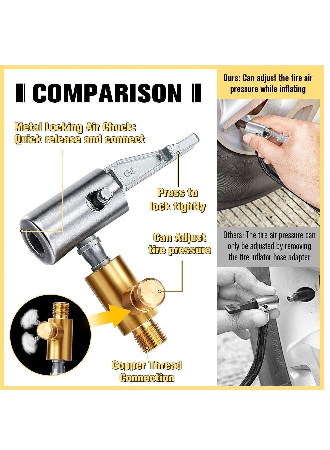 4 Pcs Tire Air Chuck Inflation Hose Adapter Air Chuck Lock, Hose Repair End with Barb Connector to Connect Portable Tire Inflation Head for Car Bike Pump Hose Repair - Image 3