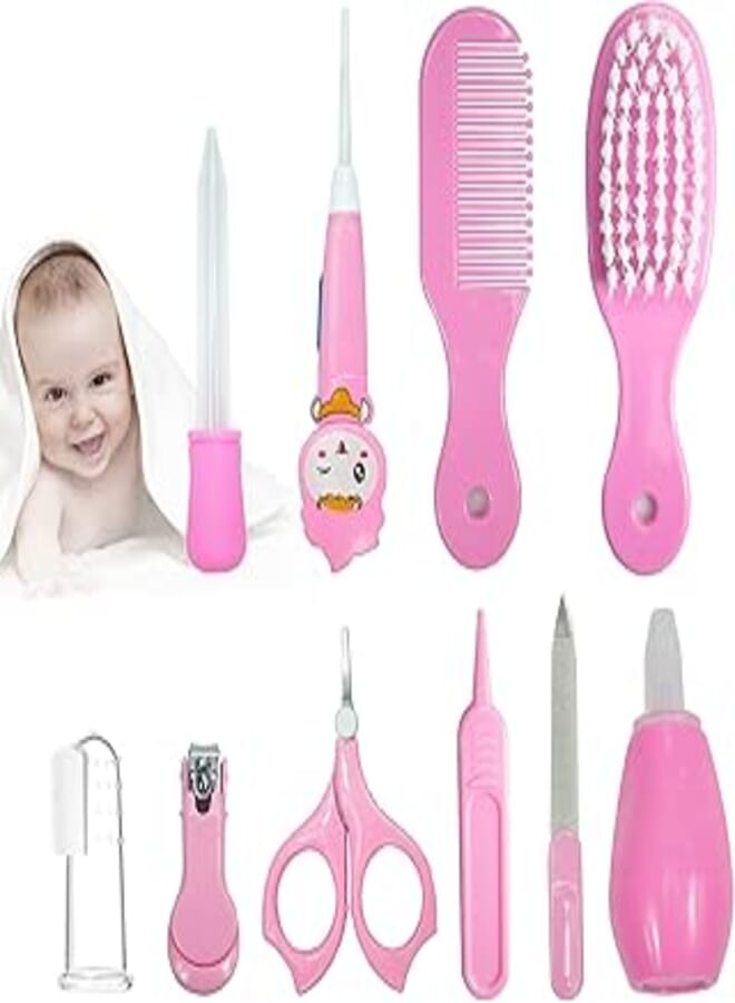 RoseFlower Baby Grooming Kit, 10 in 1 Portable Baby Basics Kit with Storage, Newborn Baby Health Safety Care Set for Infant Toddlers Care Keep Healthy and Clean (008)