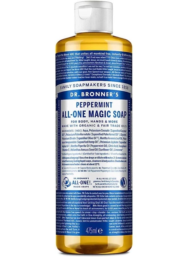 Dr. Bronner's All-One Magic Soap Peppermint 475ml - Image 1