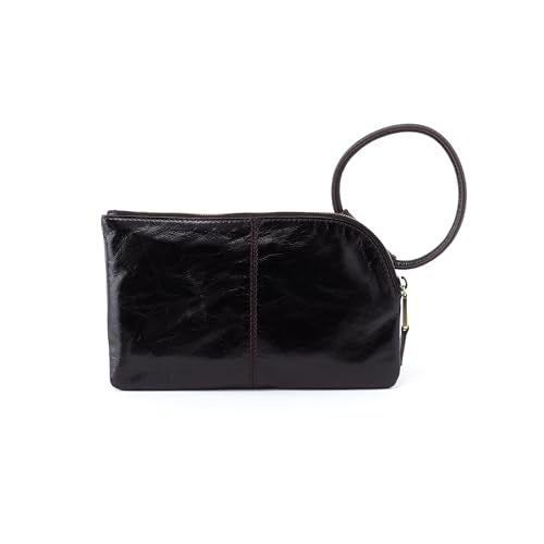 HOBO Sable Leather Wristlet Clutch with Circular Handle, Zippered Closure, Credit Card Organizer, & Interior Zip Pocket, Black - Image 2