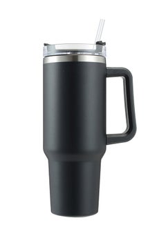 TDAO Tumbler 1200ml With Handle and Straw Lid Insulated 40 oz Reusable Stainless Steel Vacuum Insulated Water Bottles Travel Mug Iced Coffee Cup for Hot and Cold Beverages Black  - Image 1