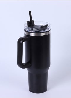 TDAO Tumbler 1200ml With Handle and Straw Lid Insulated 40 oz Reusable Stainless Steel Vacuum Insulated Water Bottles Travel Mug Iced Coffee Cup for Hot and Cold Beverages Black  - Image 2