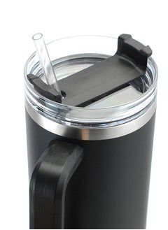 TDAO Tumbler 1200ml With Handle and Straw Lid Insulated 40 oz Reusable Stainless Steel Vacuum Insulated Water Bottles Travel Mug Iced Coffee Cup for Hot and Cold Beverages Black  - Image 3