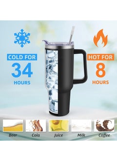 TDAO Tumbler 1200ml With Handle and Straw Lid Insulated 40 oz Reusable Stainless Steel Vacuum Insulated Water Bottles Travel Mug Iced Coffee Cup for Hot and Cold Beverages Black  - Image 4