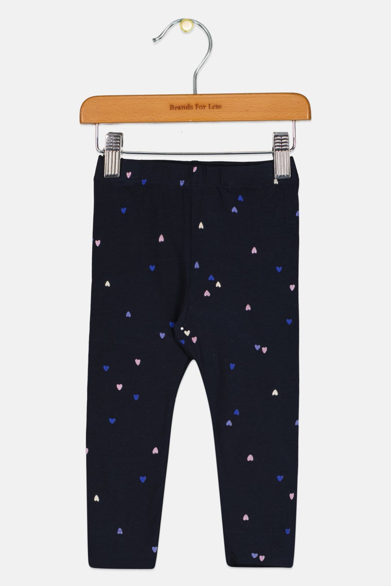 NAME IT Toddlers Girl Graphic Print Pull On Leggings, Navy - Image 1