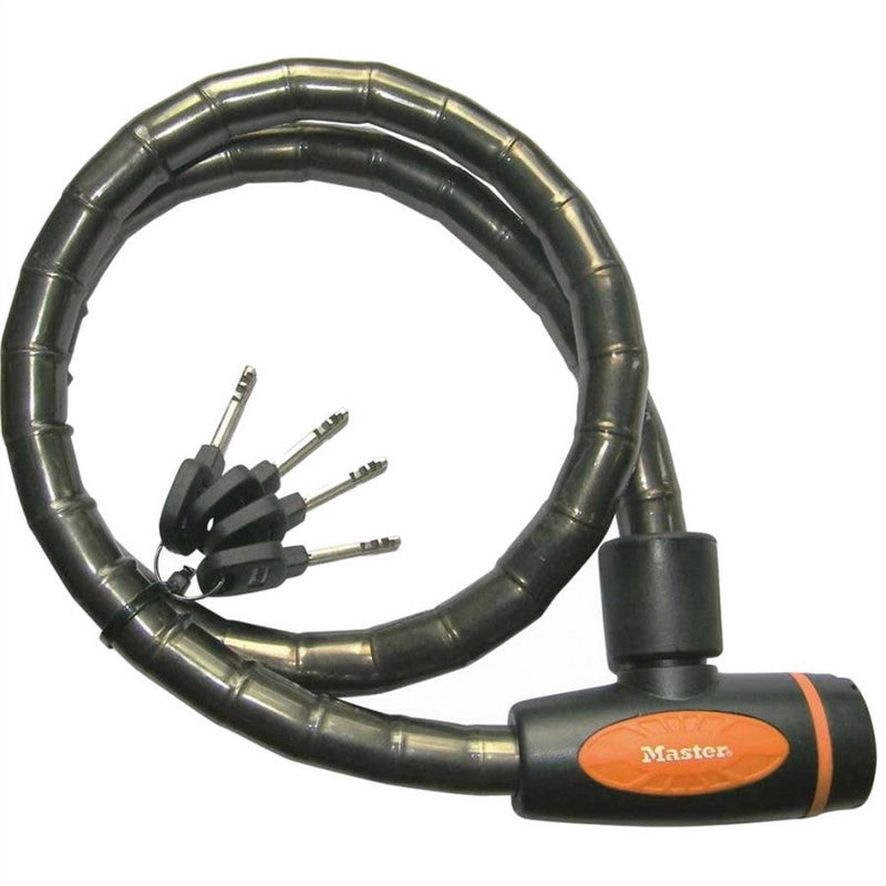 Master Lock 8228EURDPRO Keyed Armoured Cable Lock, 1m x 18mm, Hardened Steel with Vinyl Coating, Disc Key Cylinder, 4 Keys, Lifetime Warranty, for Bikes, Skateboards, Lawnmowers, Gates and Fences