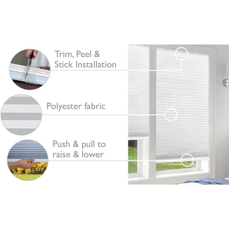 Redi Shade No Tools Easy Lift Trim-at-Home Cordless Cellular Blackout Fabric Shade White, 30" W x 64" L, (Fits windows 19"- 30") - Image 2