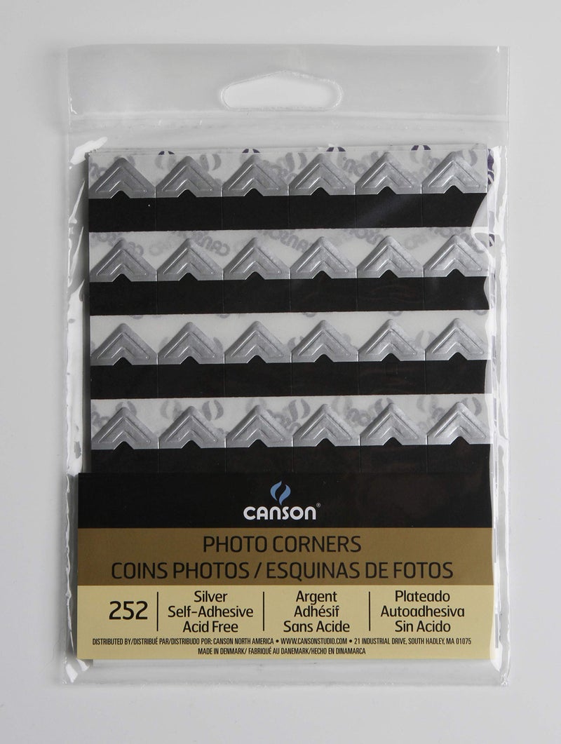 Canson Self Adhesive Photo Corners Silver 252Pack 100510405
