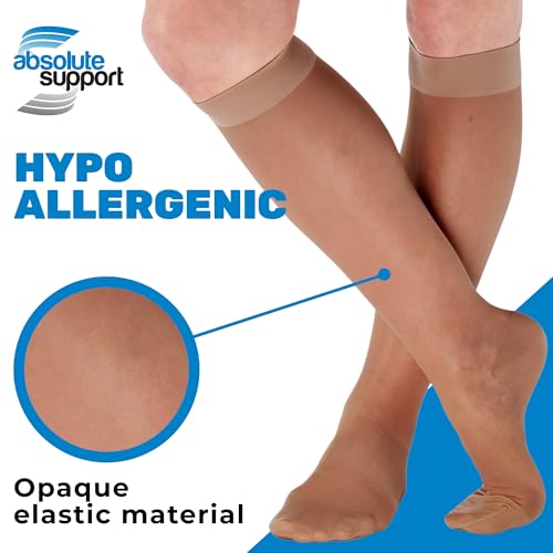 ABSOLUTE SUPPORT (3 Pairs - Closed Toe) Made in USA - Sheer Compression Socks for Women 15-20mmHg - Compression Stockings for Varicose Veins Circulation, Thrombosis, Embolism - Beige, Medium - A101BE2-3 - Image 3