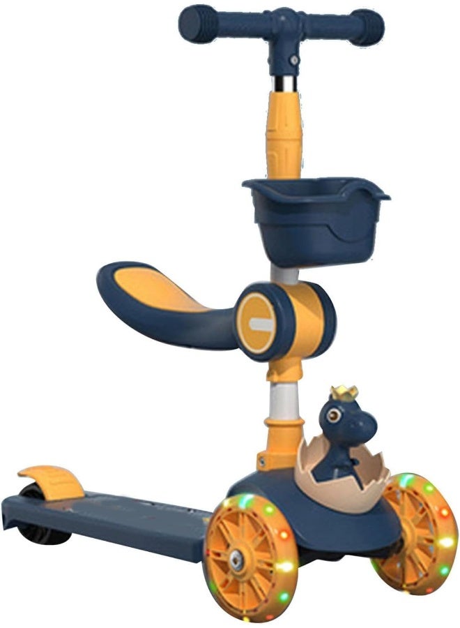 سكوتر للأطفال من عمر 3-7 سنوات، سكوتر قابل للركل مع 3 ارتفاعات قابلة للتعديل، سكوتر بثلاث عجلات مضيئة مع موسيقى ومقابض قابلة للطي وارتفاع قابل للتعديل، مناسب للأولاد والبنات - Image 1