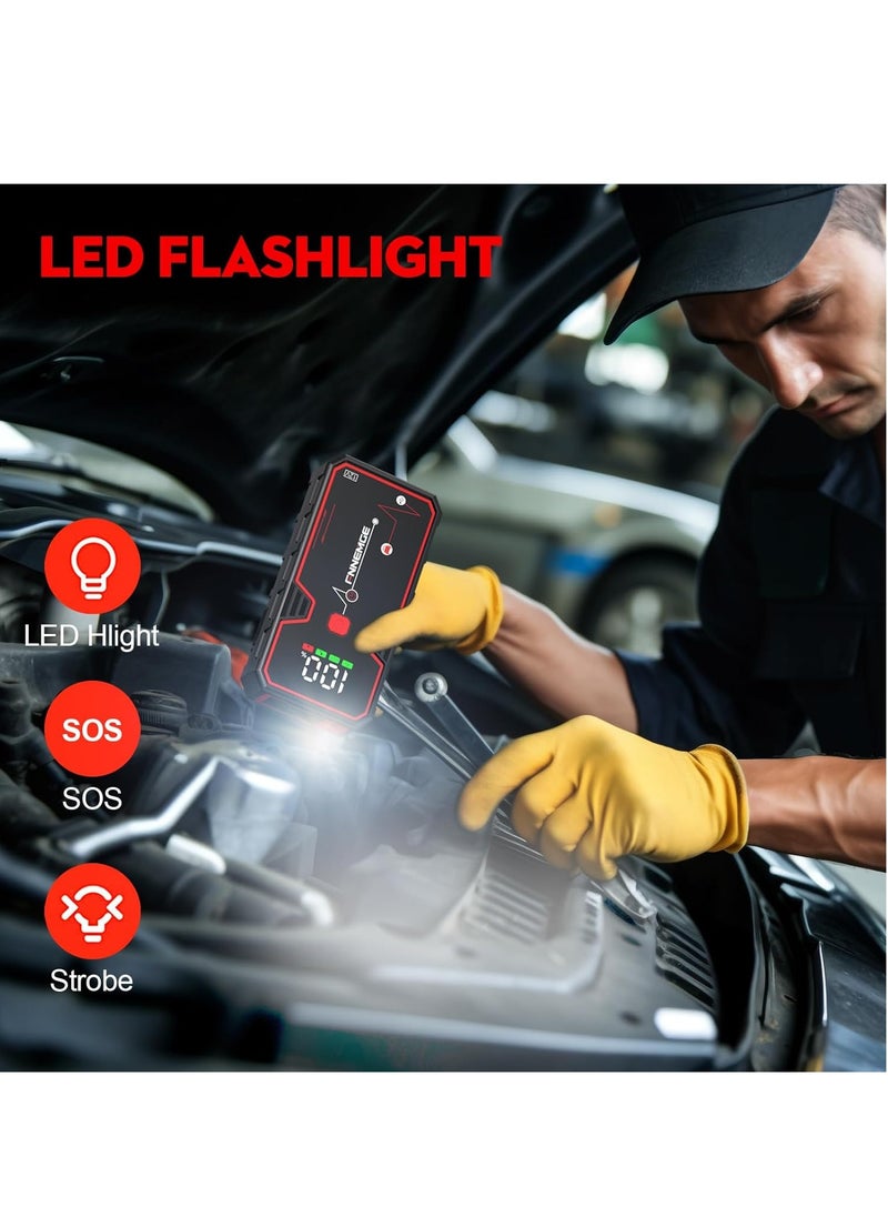 FNNEMGE - Car Jump Starter 5000A Peak 23800mAh 12V Jump Starter Battery Pack(Up to All Gas, 8L Diesel Engine), with USB Charge Output Port, LED Light, HD Large Screen. - Image 1
