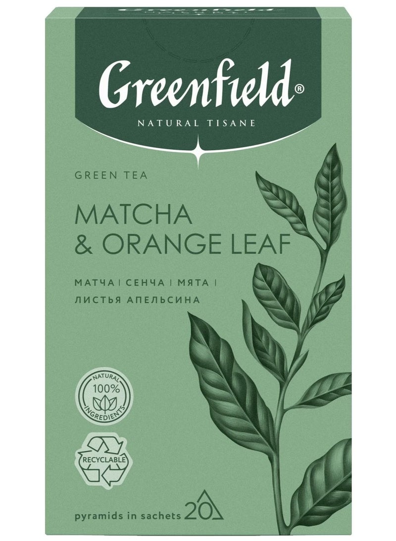 Greenfield Natural Tisane Matcha And Orange Leaf Green Tea Bags 20 Tea Bags 36G - Image 1