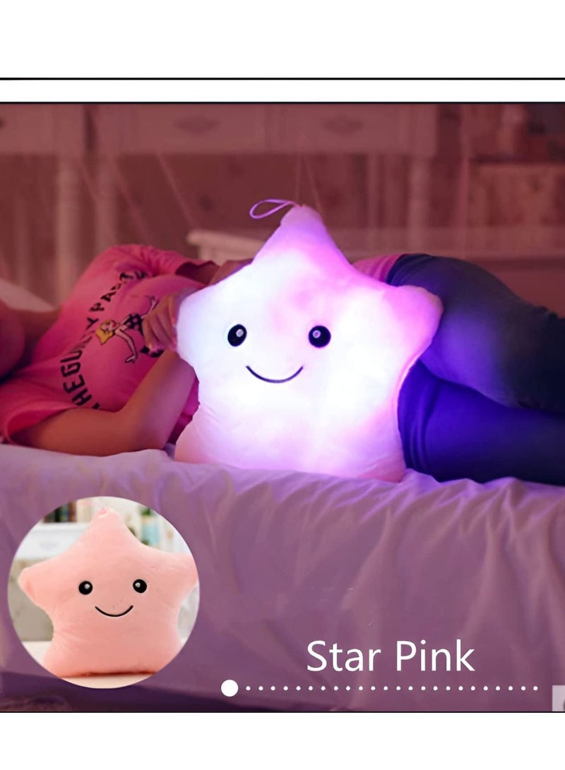 Twinkle Star Glowing LED Night Light Plush Cushions Luminous Led Star Pillow Pink - Image 5