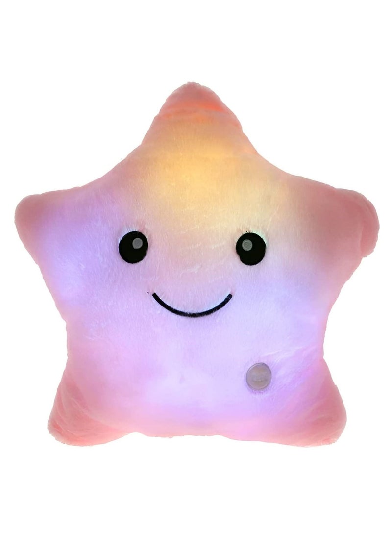 Twinkle Star Glowing LED Night Light Plush Cushions Luminous Led Star Pillow Pink - Image 2