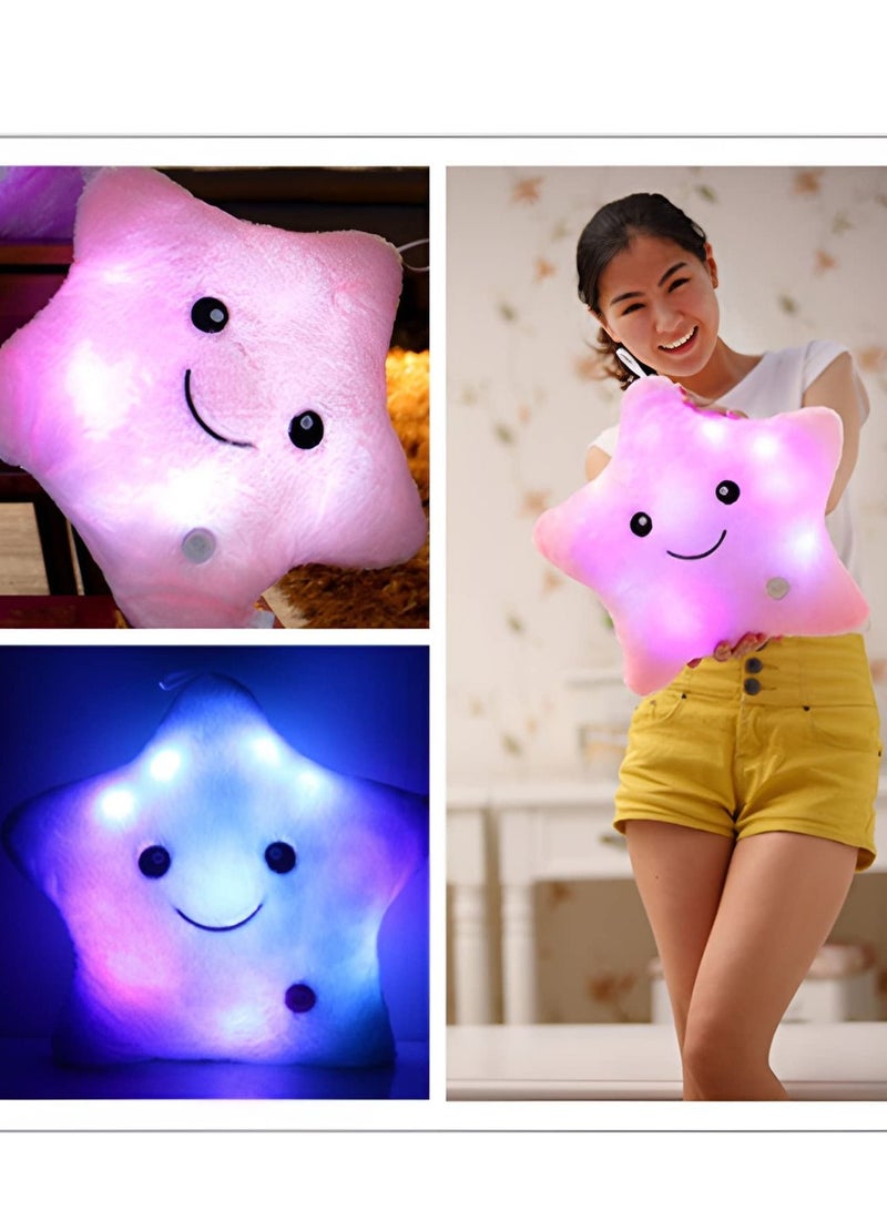 Twinkle Star Glowing LED Night Light Plush Cushions Luminous Led Star Pillow Pink - Image 4