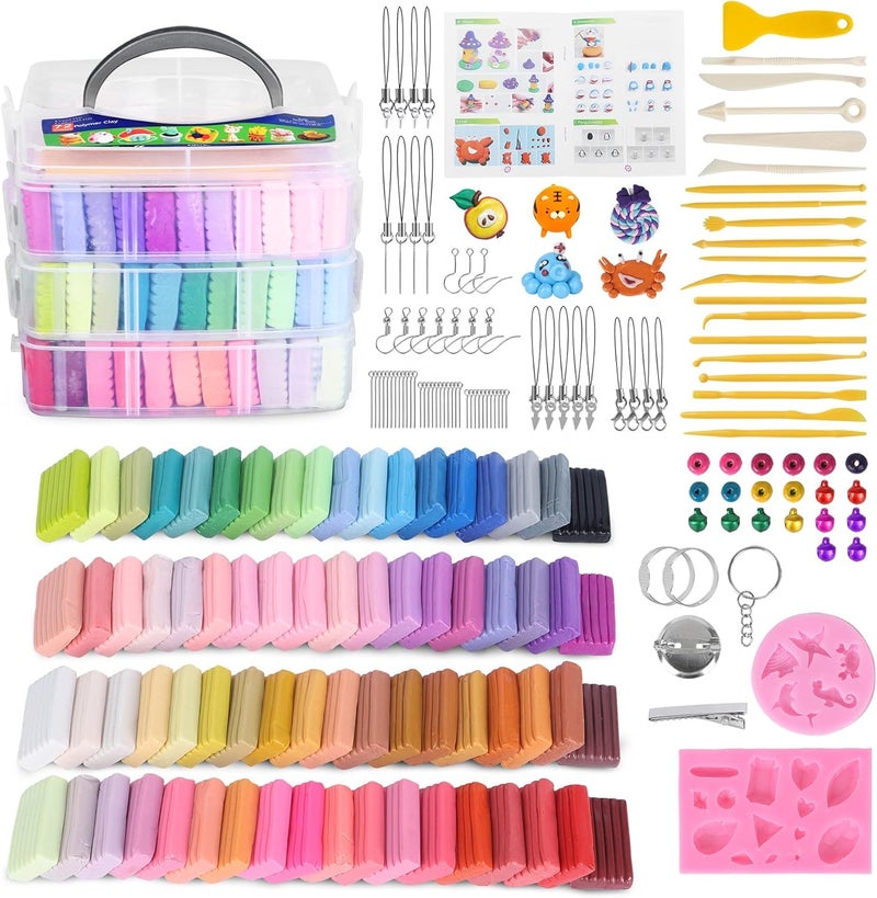 Aestd-ST Polymer Clay Kits 72 Colors, Modeling Clay for Kids, Non-Stick Molding Oven Bake with 20 Sculpting Tools and 82 DIY Accessories, Craft Gift for Children and Adults - Image 1