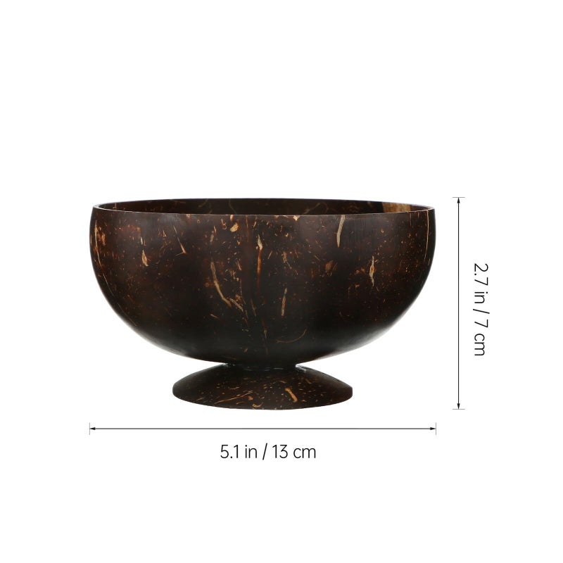 Natural Coconut Shell Salad Bowl with Footed Base Reusable Food Container Fruit Serving Bowl - Image 3