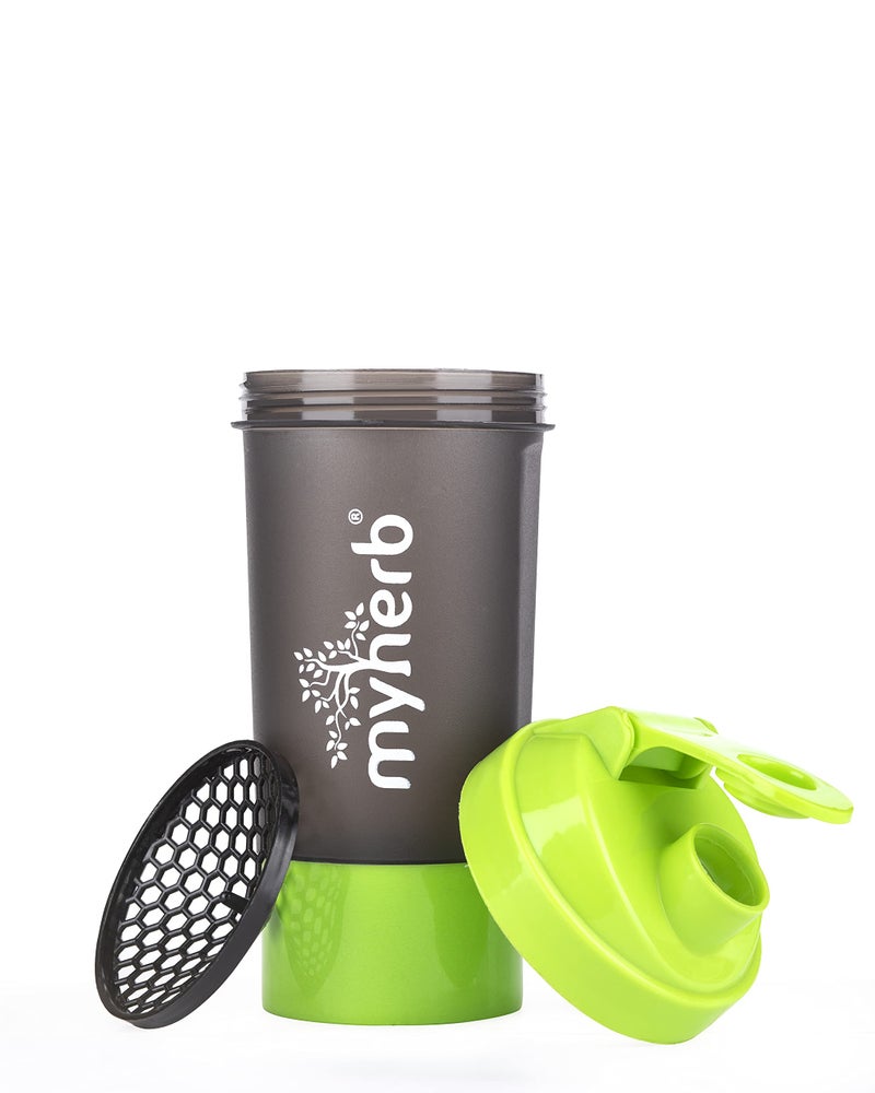 Myherb BPA-Free 100% Leak Proof Guarantee Including Tornado Blender Gym Shaker Bottle - 500 ml /24oz- Green + Black Color - Image 5