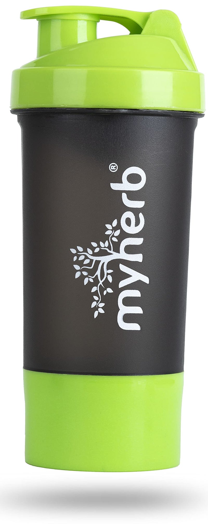 Myherb BPA-Free 100% Leak Proof Guarantee Including Tornado Blender Gym Shaker Bottle - 500 ml /24oz- Green + Black Color - Image 1