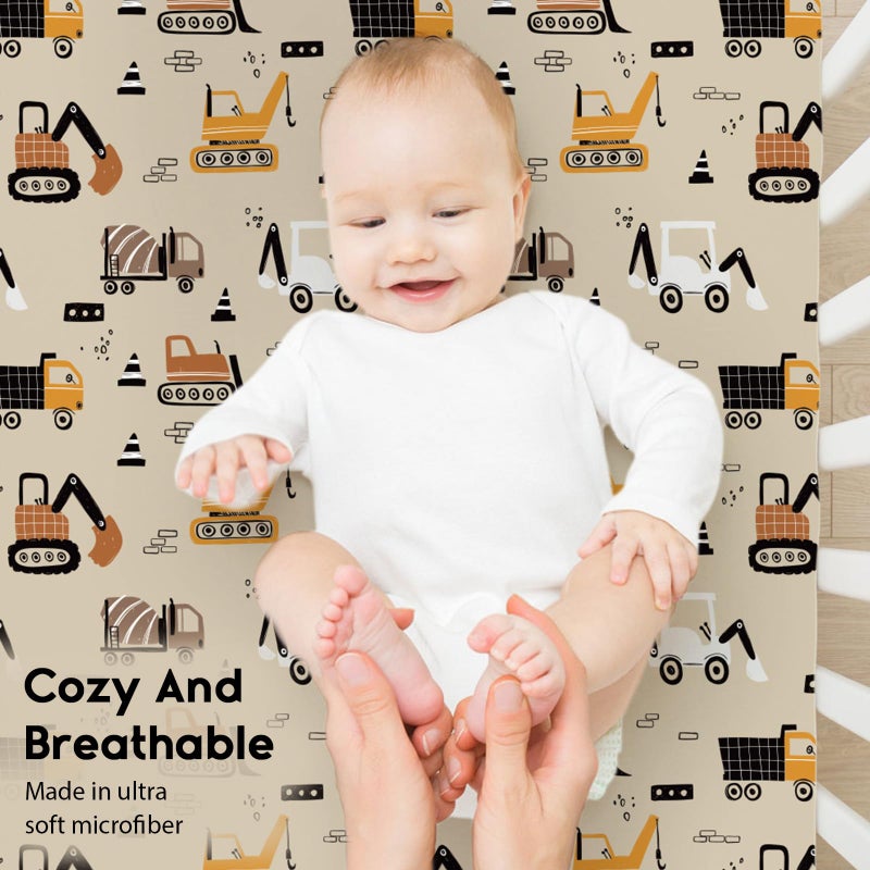 Yoofoss Baby Crib Sheets for Boys Girls, Fitted Crib Sheet 2 Pack for Standard Crib and Toddler Mattress, Super Soft Microfiber Baby Sheet 28x52x8in(Brown+Stripe) - Image 4