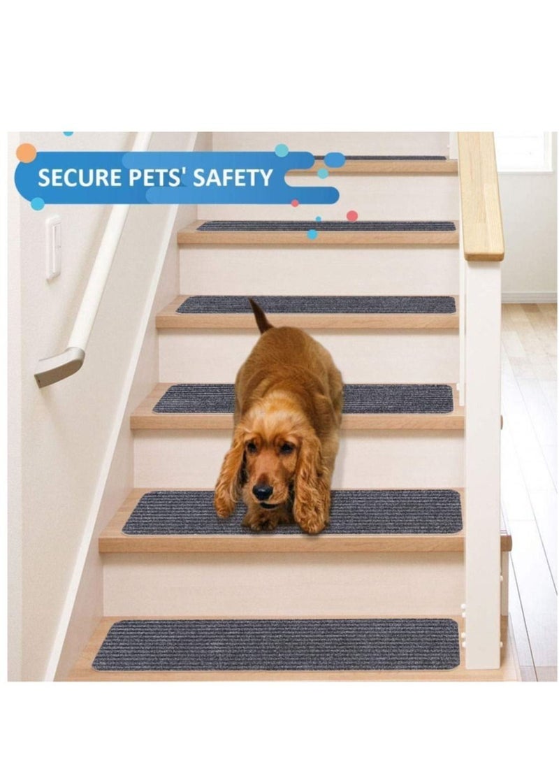 MIXDE Indoor Steps Carpet 15PCS Treads Stair Carpet Felt Stairs Runner Rugs, Non Slip Staircase Step Mat Stick On Stair Treads with Washable Steps Pads Edging Stair Mat for Kids Elders Pets 76x25cm - Image 4