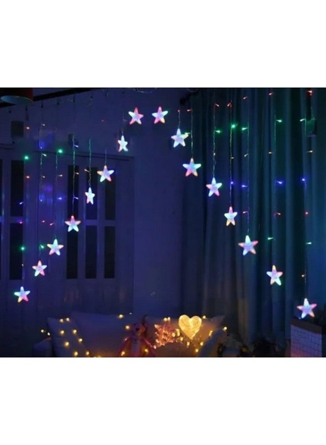 MIRADH 12 Stars 138 Led 8 Mode Controller Curtain String Lights Led Lights 1 Meters For Home Decoration,Diwali Lights For Decoration For Home,Fairy Lights Rgb(Multicolor)(A- Shape-Curtain-M) - Image 1