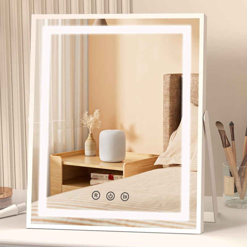 FUNTOUCH Hollywood Vanity Mirror with Lights Memory Makeup Mirror with 3 Color Modes Smart Touch Control 360Ratation Plug in Dressing Table Mirrors