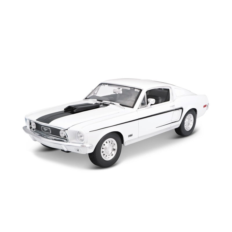 Bauer Spielwaren مايستو 1968 فورد موستانج جي تي كوبرا جيت هارد توب 1/18 نموذج سيارة مصنوعة من المعدن الأبيض - Image 1