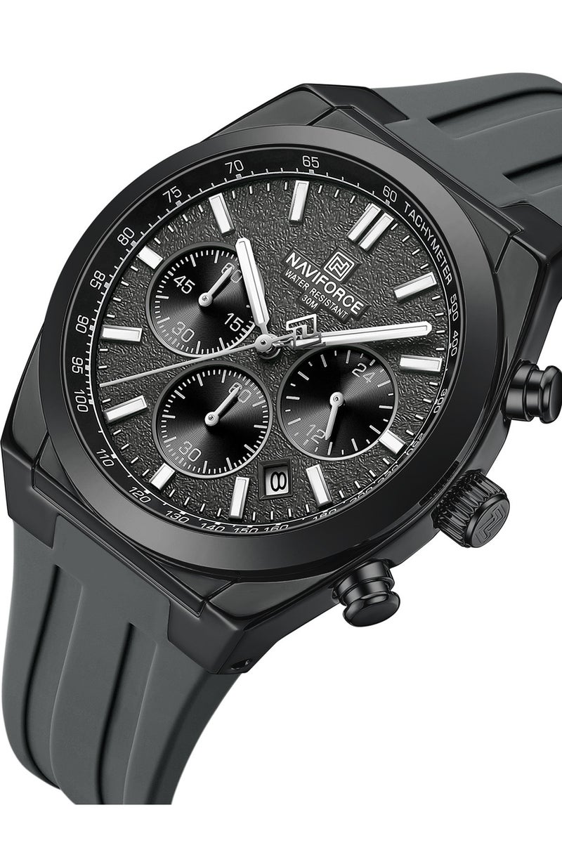 NAVIFORCE New Fumed Silica Band Analog Chronograph Wrist Watch For Men NF8080 B/GY/GY - Image 2