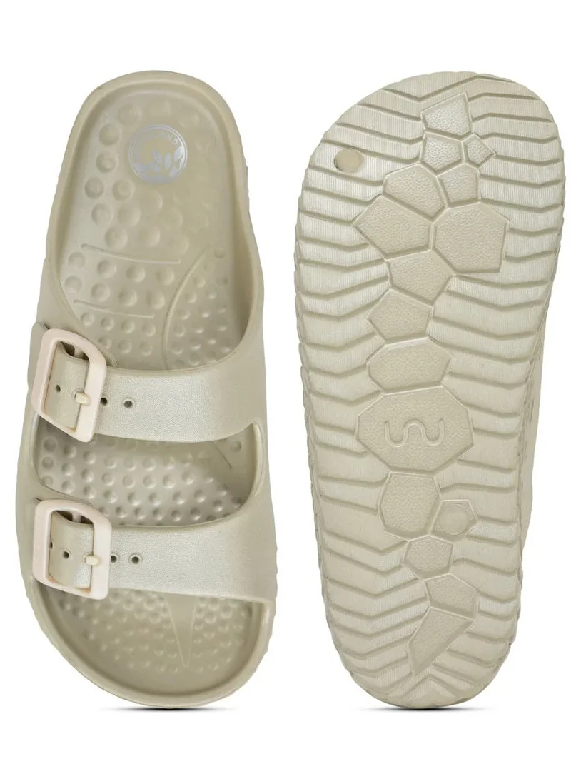 Doubleu Doubleu Sakura Women's Adjustable Buckle EVA Slides - Beige