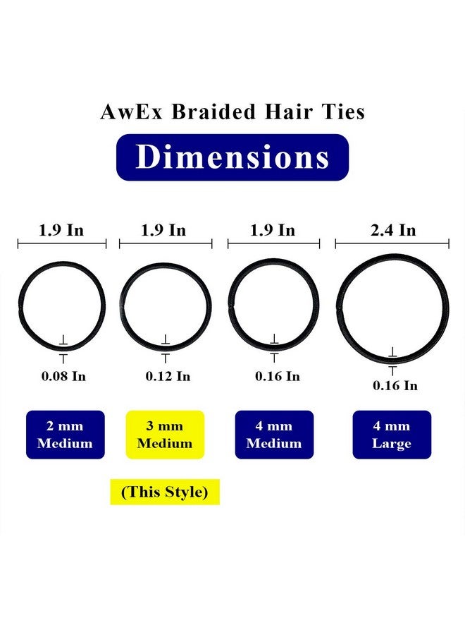 AwEx Black Hair Bands For Fine Hair0.12 Inch (3 Mm) In Thickness5.5 Inches(140 Mm) Regular Loop Hair Tiesno Metal Elasticsponytail Holder For Thin Hair - Image 3
