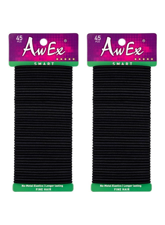 AwEx Black Hair Bands For Fine Hair0.12 Inch (3 Mm) In Thickness5.5 Inches(140 Mm) Regular Loop Hair Tiesno Metal Elasticsponytail Holder For Thin Hair - Image 1