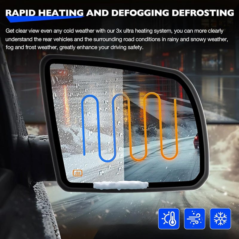Misakomo Heated Mirror, Compatible with 08-17 Toyota Sequoia 07-20 Tundra, Replace 87903-0C100 879030C100 Right Passenger Side View Heating BSD Mirrors Glass with Blind Spot Detection Turn Signal Indicator - Image 4