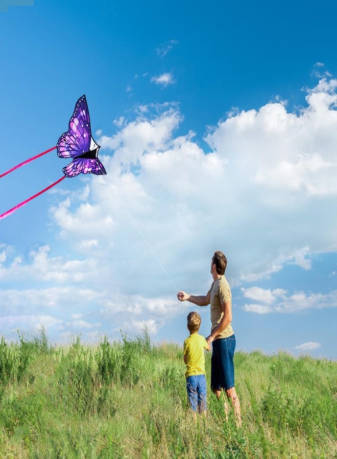 Flying Hoofer Large Butterfly Kite for Adults and Kids Ages 4-8 & 8-12 Easy to Fly, 55''X28'' Single Line Kite for Outdoor, Park or Beach.(Purple) - Image 5