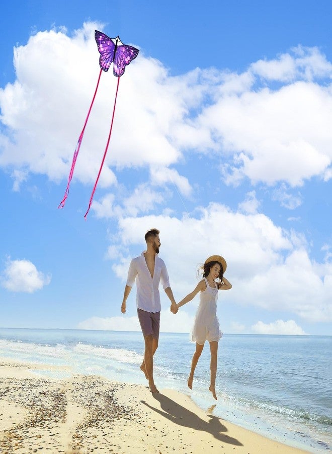 Flying Hoofer Large Butterfly Kite for Adults and Kids Ages 4-8 & 8-12 Easy to Fly, 55''X28'' Single Line Kite for Outdoor, Park or Beach.(Purple) - Image 3