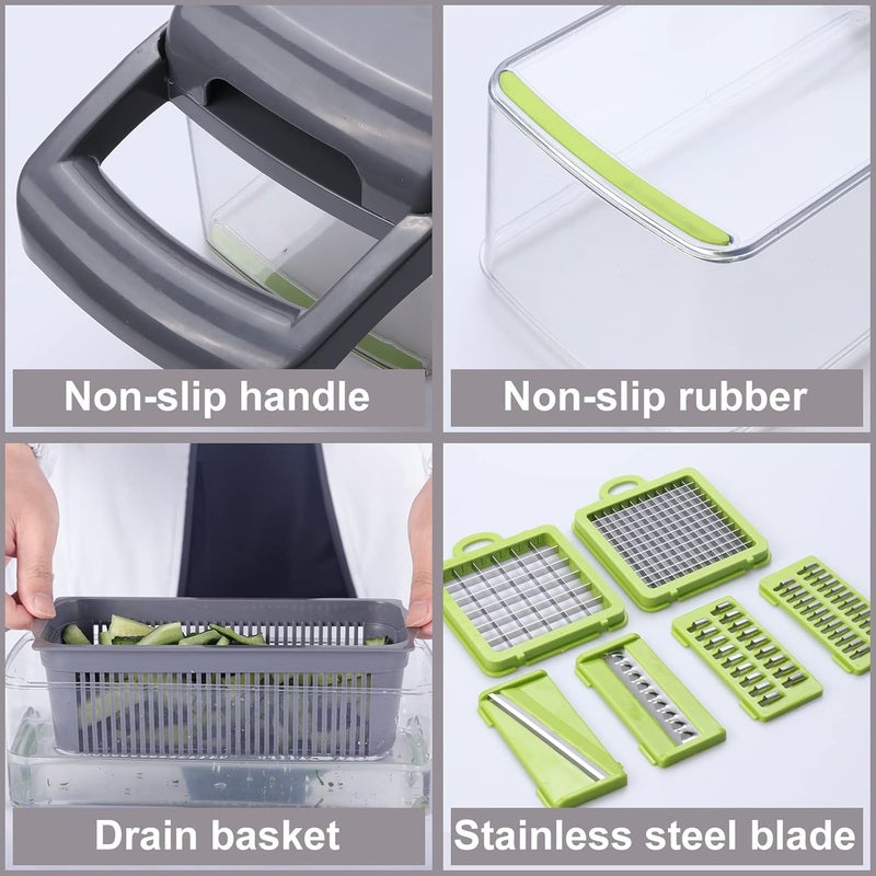 Gulex Vegetable Chopper, Veggie Chopper with Container, Cutter, Dicer, Slicer,12 In 1 Multifunctional Slicer for Fruits and Vegetables - Image 4