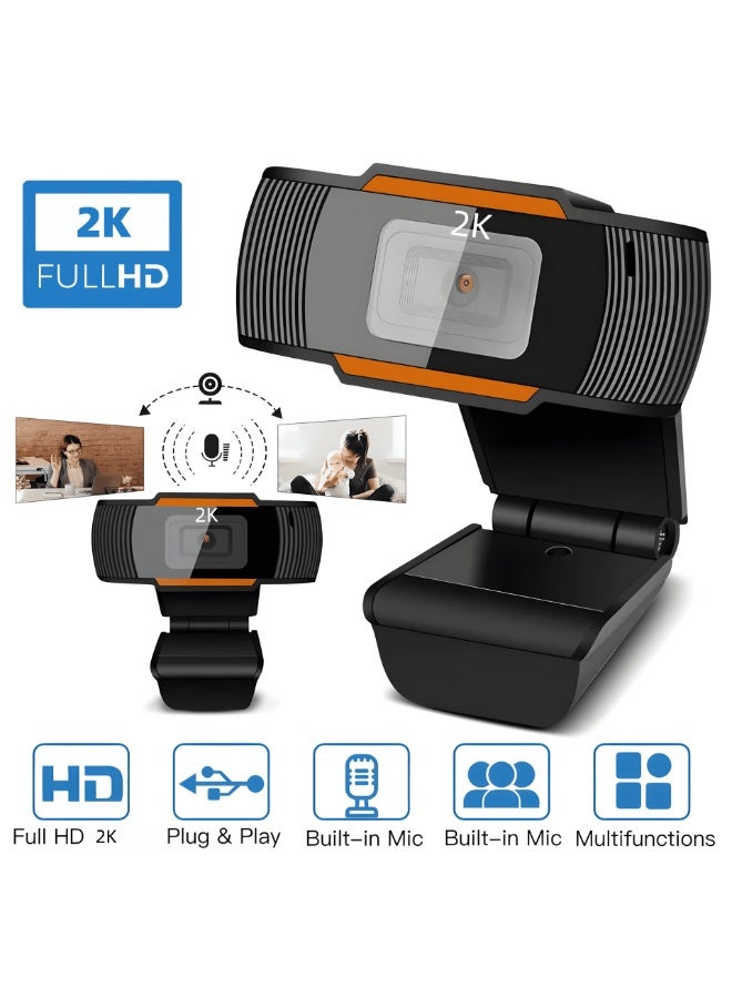 Closeli 2K Full HD Webcam, with AI Noise Canceling Microphone, Plug & Play USB Web Camera, 30FPS Full HD, Auto Focus, Auto Light Correction, Adjustable Field of View, for PC Laptop Desktop, Video Calls, Meetings, Streaming & Live Broadcast - Image 4