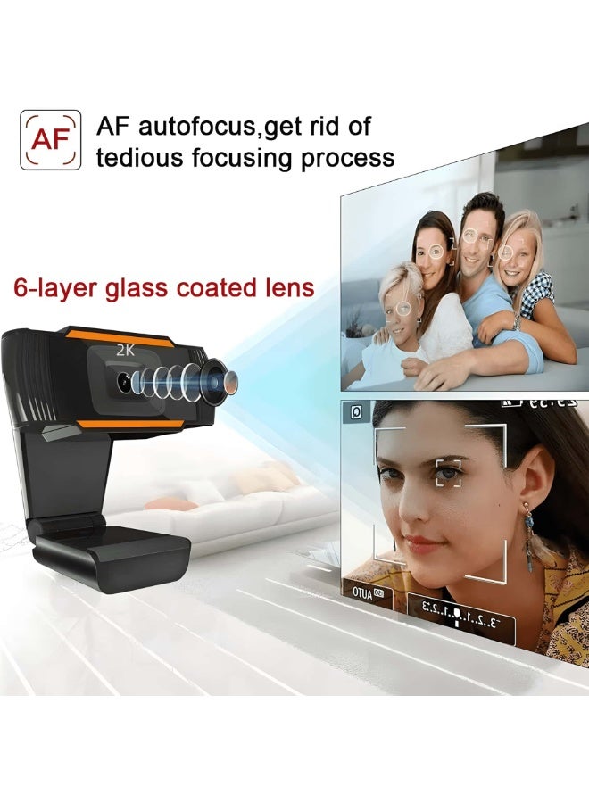 Closeli 2K Full HD Webcam, with AI Noise Canceling Microphone, Plug & Play USB Web Camera, 30FPS Full HD, Auto Focus, Auto Light Correction, Adjustable Field of View, for PC Laptop Desktop, Video Calls, Meetings, Streaming & Live Broadcast - Image 5