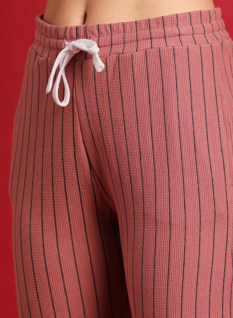 PINACOLADA  Women's Salmon Pink Pinstriped Trackpants for Women | Best Price UAE