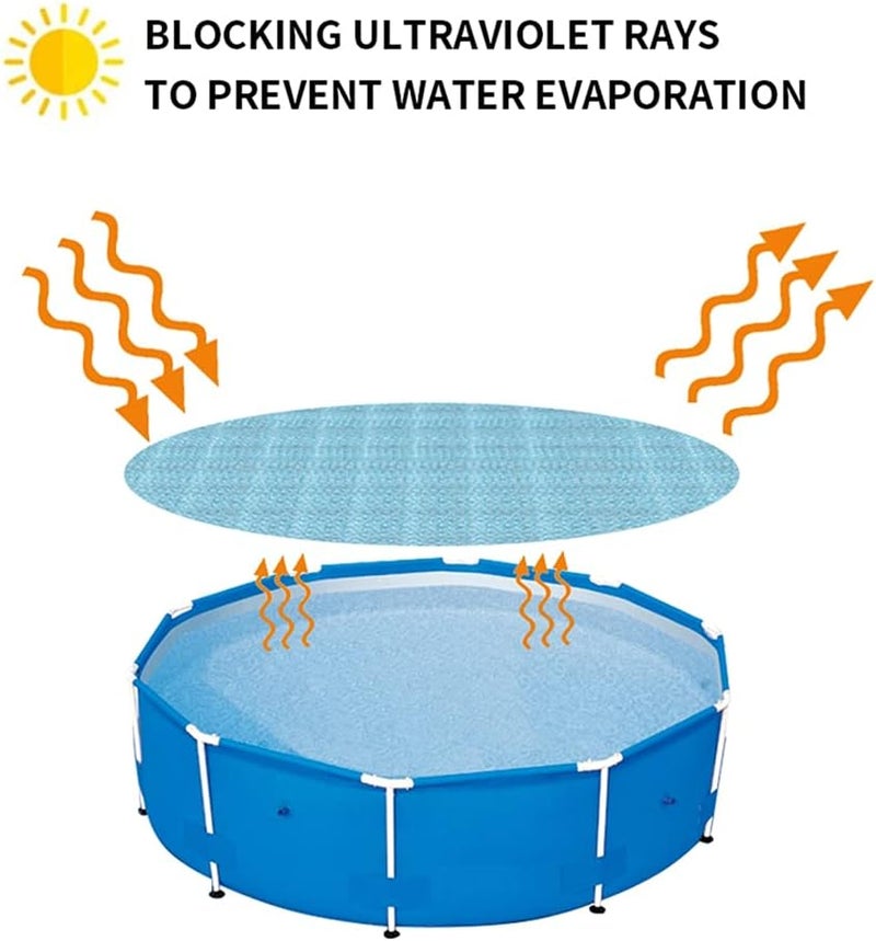 ويوبلز غطاء شمسي دائري لحمامات السباحة، قطر 305 سم/120 بوصة، سمك الغشاء الشمسي 120 ميكرومتر. يمكن قص الغطاء الشمسي حسب المقاس لتسخين مياه حمامات السباحة (300 × 200 سم، مستطيل، أزرق). - Image 3
