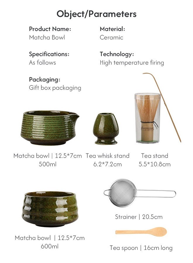 MLADEN 8Pcs Matcha Whisk Set, Matcha Kit, Bamboo Whisk and Ceramic Bowl with Spout & Measuring Spoon & Cup, Japanese Ceremony Matcha Tea Making Tools (White+Black) - Image 2