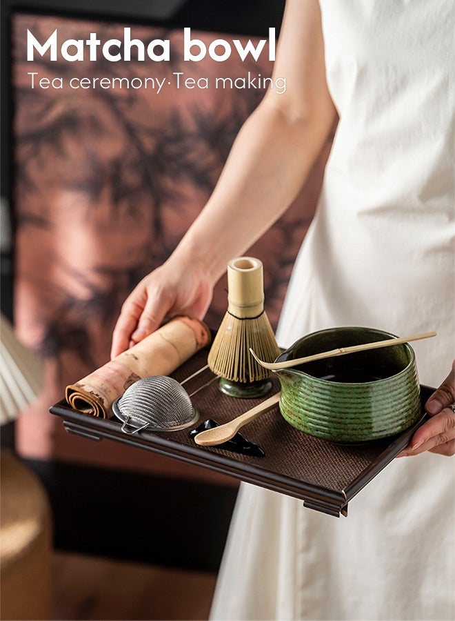 MLADEN 8Pcs Matcha Whisk Set, Matcha Kit, Bamboo Whisk and Ceramic Bowl with Spout & Measuring Spoon & Cup, Japanese Ceremony Matcha Tea Making Tools (White+Black) - Image 3