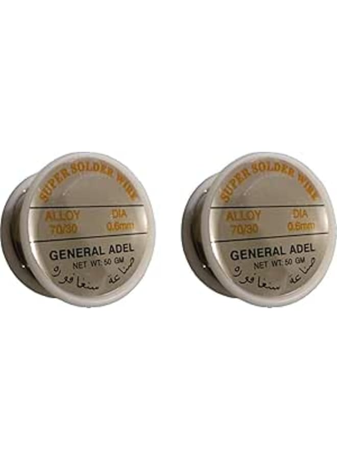 سلك لحام سنغافورة، 0.6 مم، 70/30 قصدير/رصاص، 100 جرام، قطعتان، دخان أقل، لحام سلس
