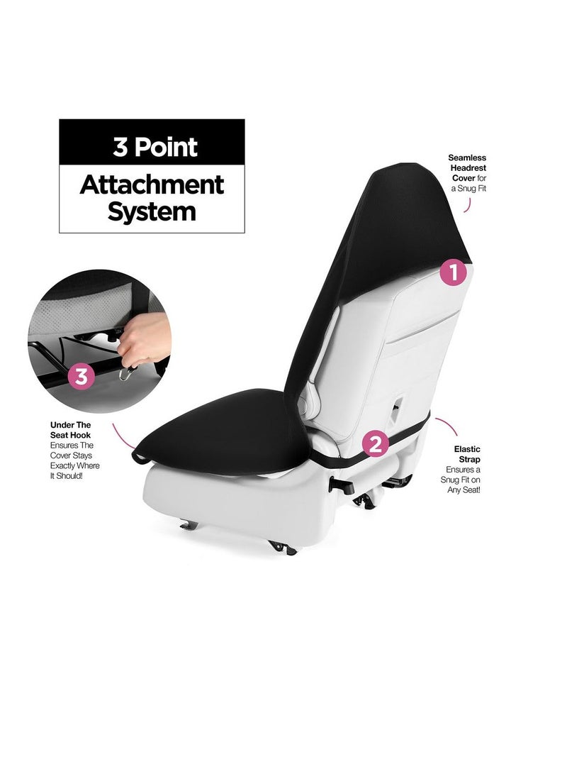 SOLARAE Waterproof Sweat Towel Car Seat Cover, 1 Pcs Sweat Car seat Protector, Universal Fit Anti-Slip Bucket Seat Protector for Cars, Great for Swimming Yoga Gym Workout, for Car Truck SUV (Black) - Image 2