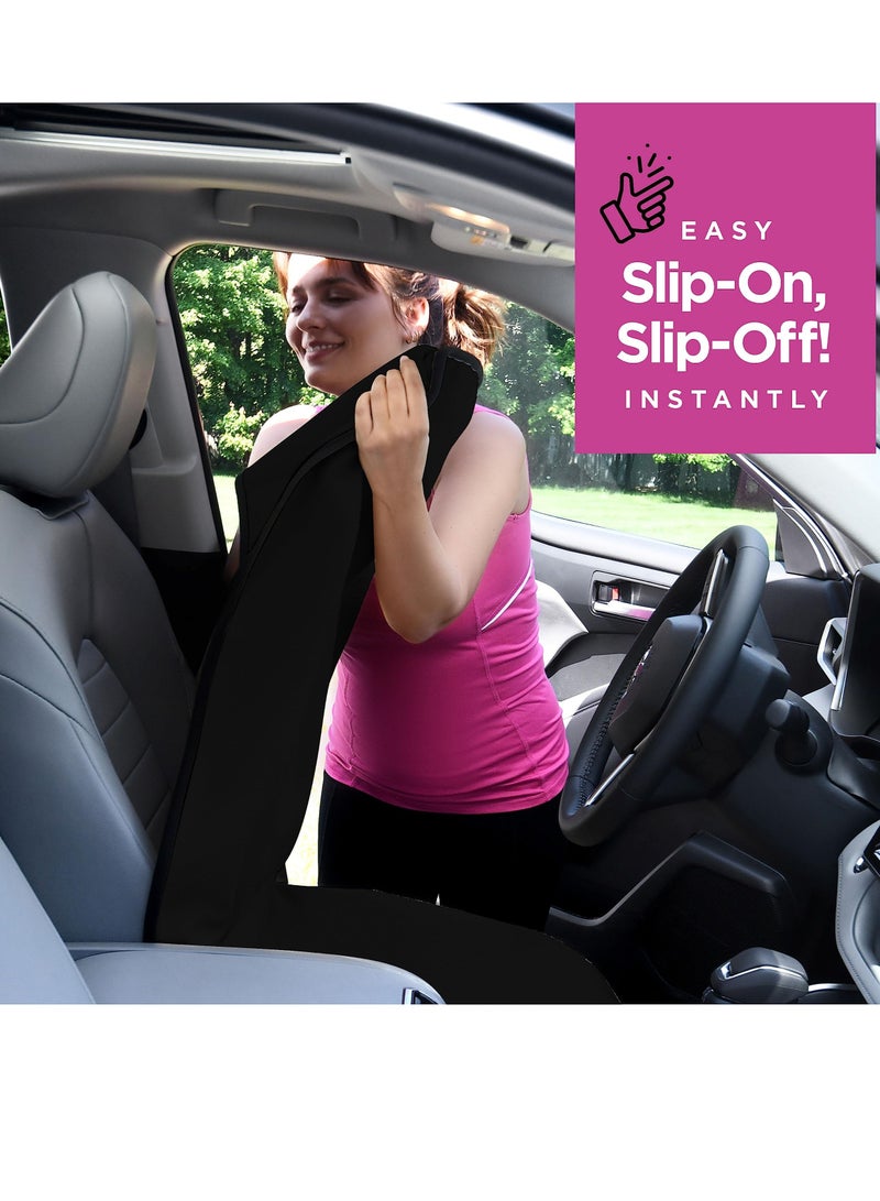 SOLARAE Waterproof Sweat Towel Car Seat Cover, 1 Pcs Sweat Car seat Protector, Universal Fit Anti-Slip Bucket Seat Protector for Cars, Great for Swimming Yoga Gym Workout, for Car Truck SUV (Black) - Image 4