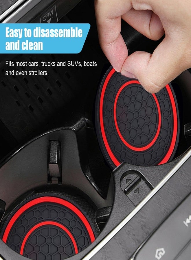 smilfuy 2PCS Car Cup Holder Coasters, 2.75 Inch Auto Non-Slip Anti Dust Cup Mats, Console Cup Holder Insert Coaster Auto Insulated Mats, Universal Interior Accessories for Most Cars (Red) - Image 4